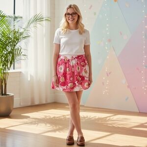 Lilly Pulitzer Hotty Pink Cherry Begonias Cissy Skirt Clip Dot Size 2